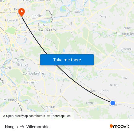 Nangis to Villemomble map
