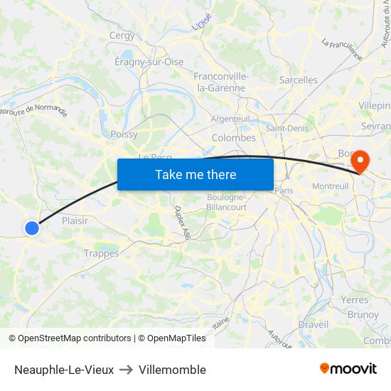 Neauphle-Le-Vieux to Villemomble map