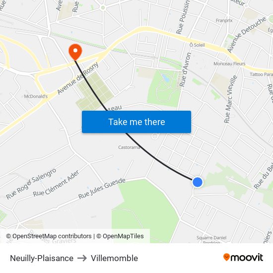 Neuilly-Plaisance to Villemomble map