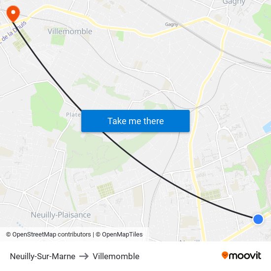 Neuilly-Sur-Marne to Villemomble map