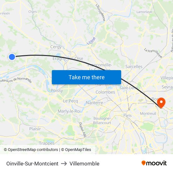 Oinville-Sur-Montcient to Villemomble map