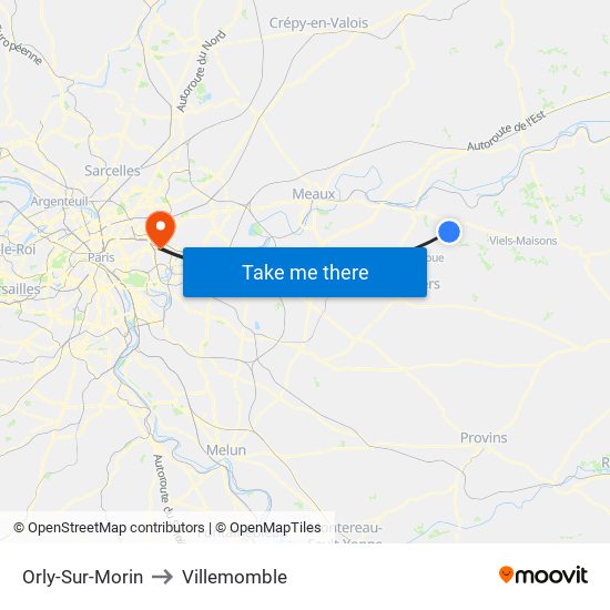 Orly-Sur-Morin to Villemomble map