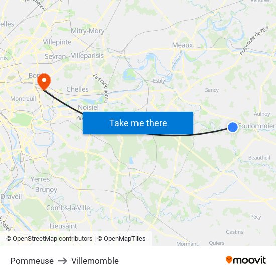 Pommeuse to Villemomble map