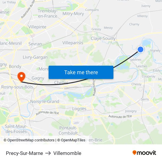 Precy-Sur-Marne to Villemomble map