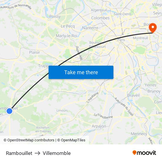 Rambouillet to Villemomble map