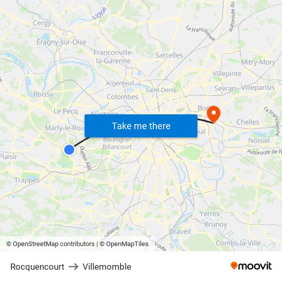Rocquencourt to Villemomble map