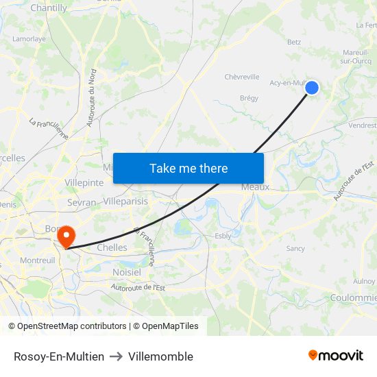 Rosoy-En-Multien to Villemomble map