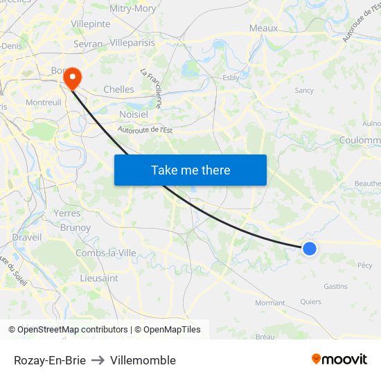 Rozay-En-Brie to Villemomble map