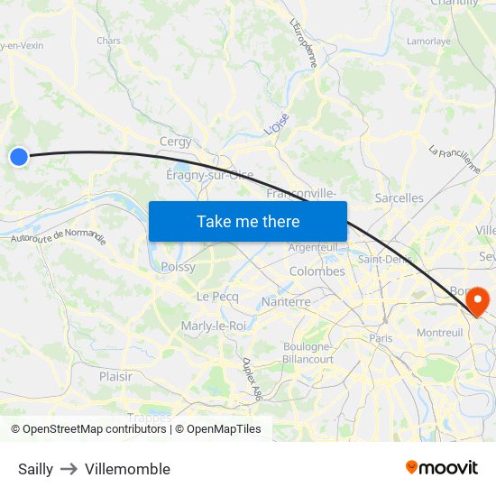 Sailly to Villemomble map