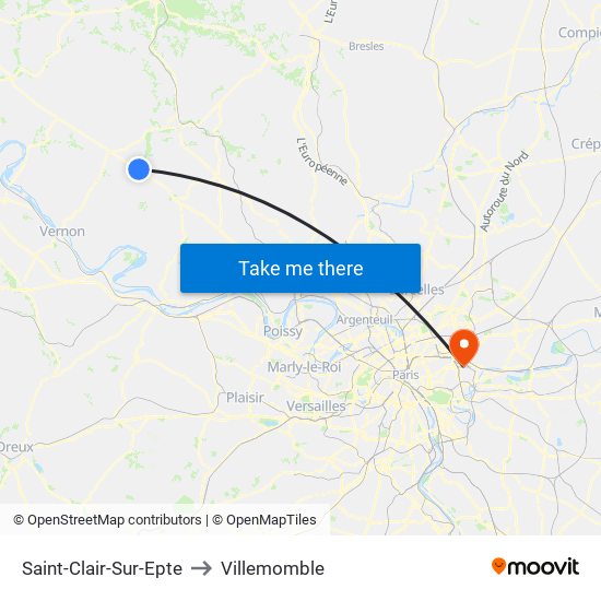 Saint-Clair-Sur-Epte to Villemomble map