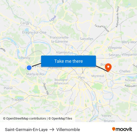 Saint-Germain-En-Laye to Villemomble map