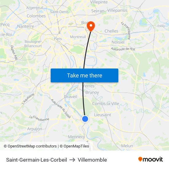 Saint-Germain-Les-Corbeil to Villemomble map