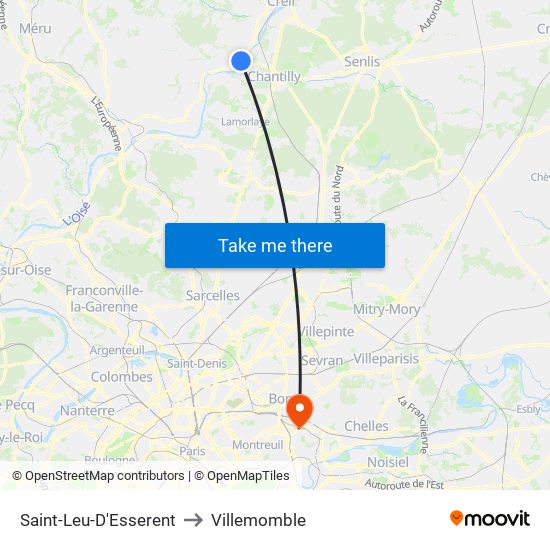 Saint-Leu-D'Esserent to Villemomble map