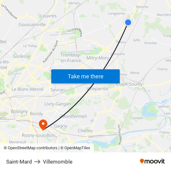Saint-Mard to Villemomble map