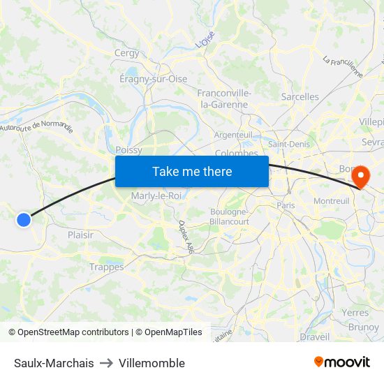 Saulx-Marchais to Villemomble map