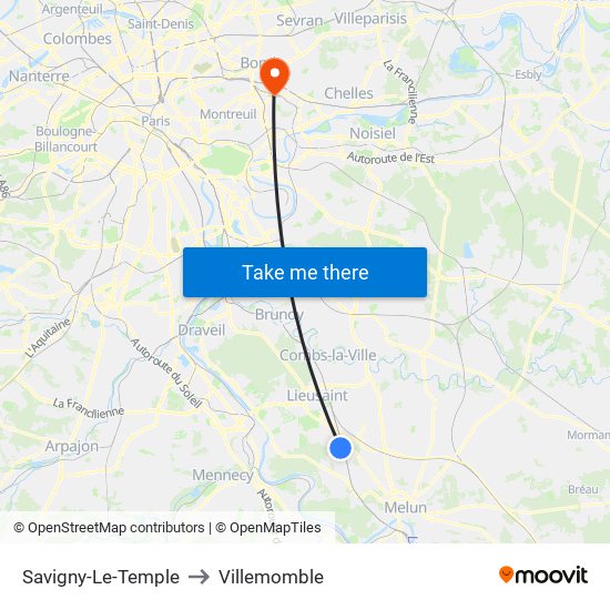 Savigny-Le-Temple to Villemomble map