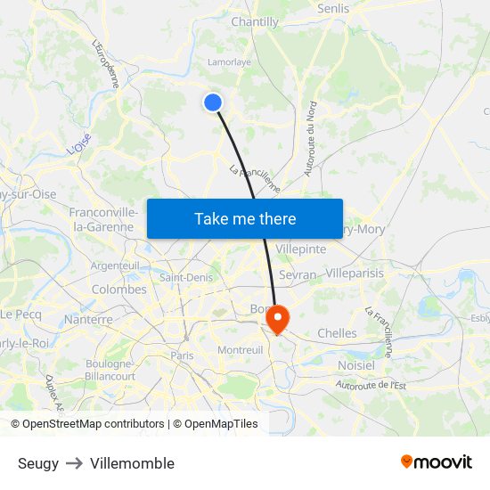 Seugy to Villemomble map