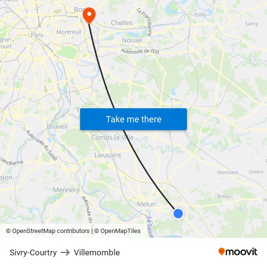 Sivry-Courtry to Villemomble map