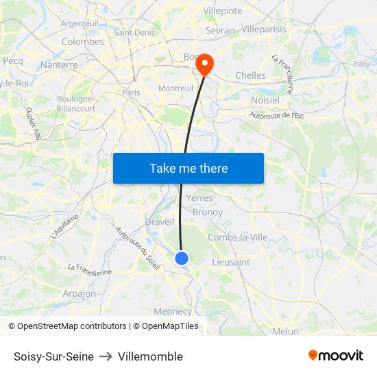 Soisy-Sur-Seine to Villemomble map