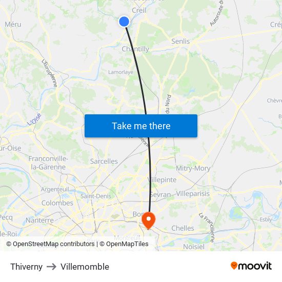 Thiverny to Villemomble map