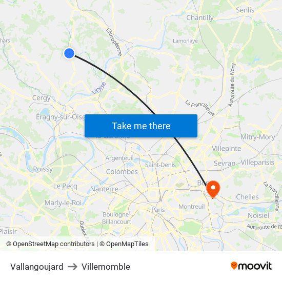 Vallangoujard to Villemomble map