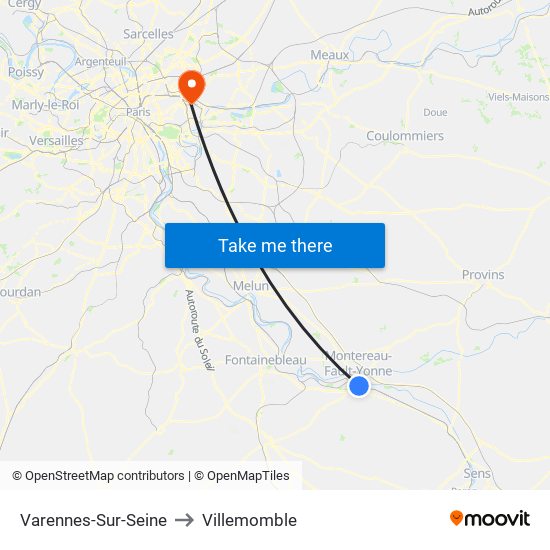 Varennes-Sur-Seine to Villemomble map