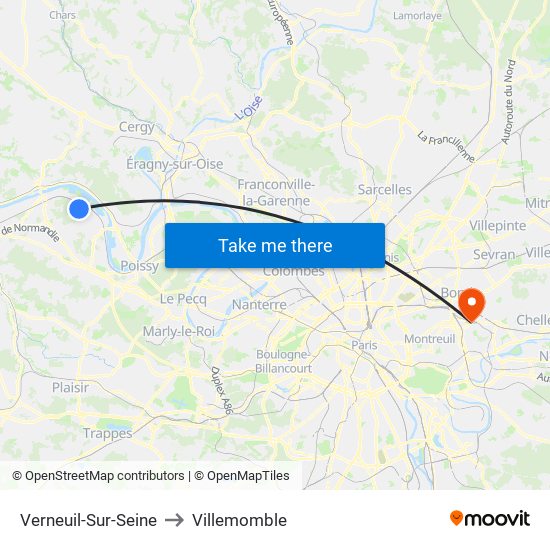 Verneuil-Sur-Seine to Villemomble map