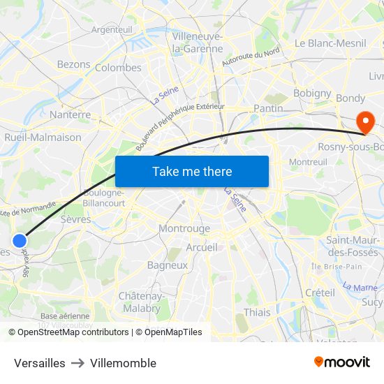 Versailles to Villemomble map
