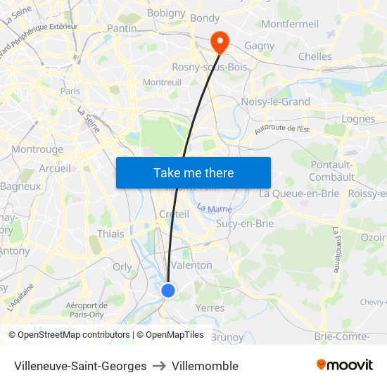 Villeneuve-Saint-Georges to Villemomble map