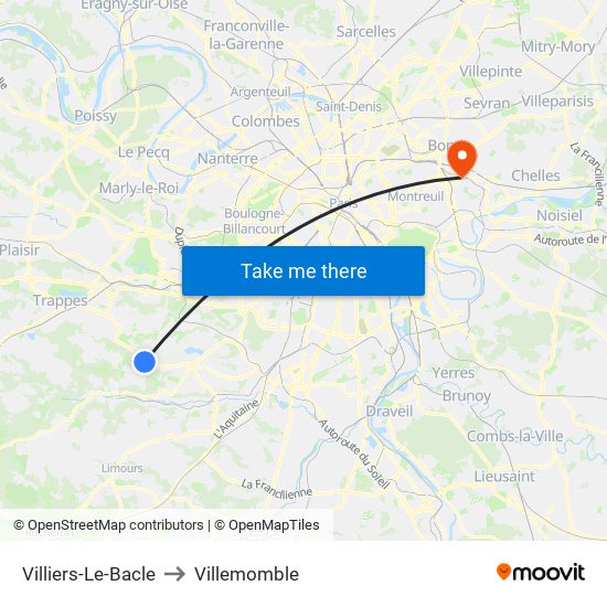Villiers-Le-Bacle to Villemomble map