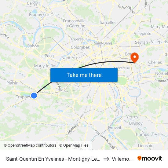 Saint-Quentin En Yvelines - Montigny-Le-Bretonneux to Villemomble map