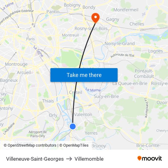 Villeneuve-Saint-Georges to Villemomble map