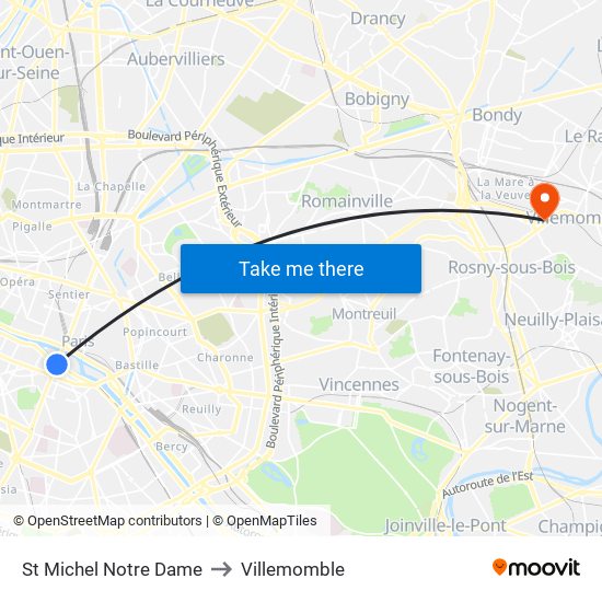 St Michel Notre Dame to Villemomble map