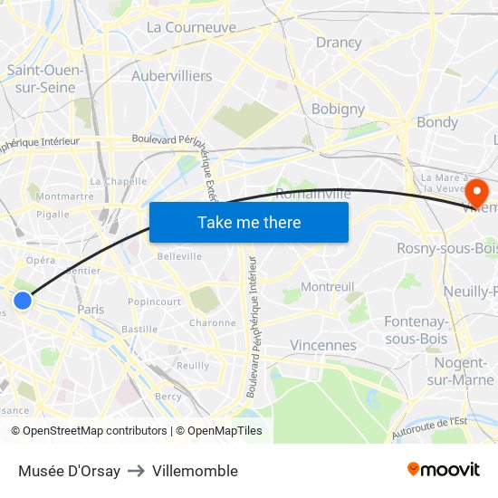 Musée D'Orsay to Villemomble map