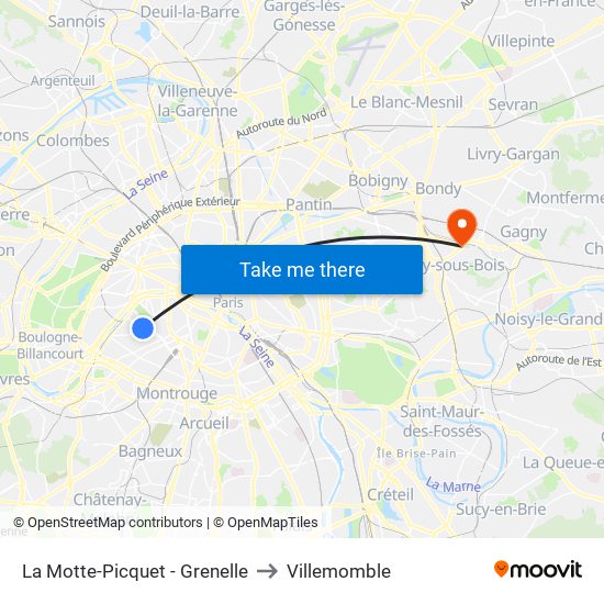 La Motte-Picquet - Grenelle to Villemomble map