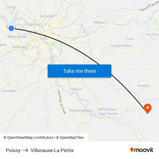 Poissy to Villenauxe-La-Petite map