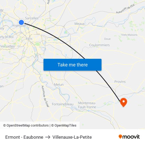 Ermont - Eaubonne to Villenauxe-La-Petite map