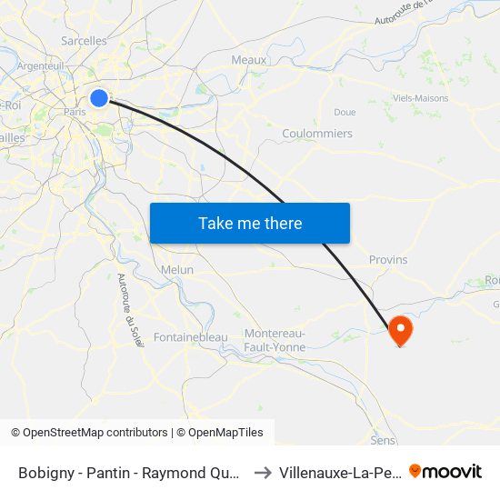 Bobigny - Pantin - Raymond Queneau to Villenauxe-La-Petite map