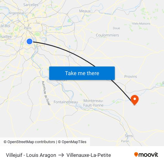 Villejuif - Louis Aragon to Villenauxe-La-Petite map