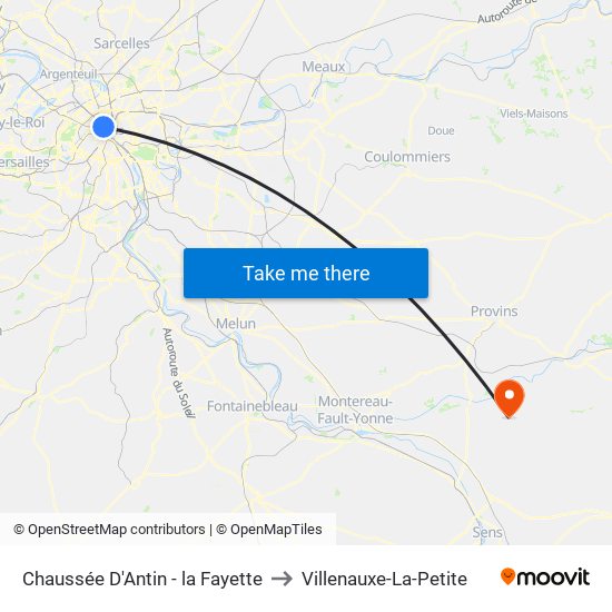 Chaussée D'Antin - la Fayette to Villenauxe-La-Petite map