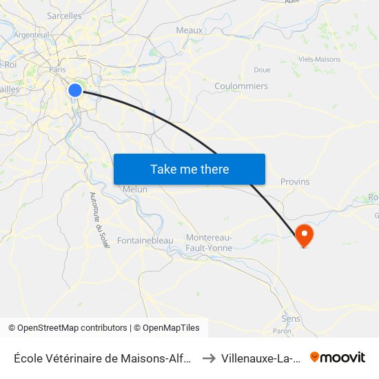 École Vétérinaire de Maisons-Alfort - Métro to Villenauxe-La-Petite map