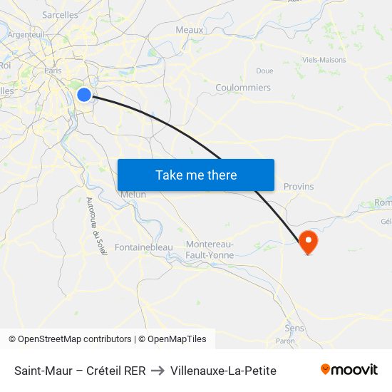 Saint-Maur – Créteil RER to Villenauxe-La-Petite map