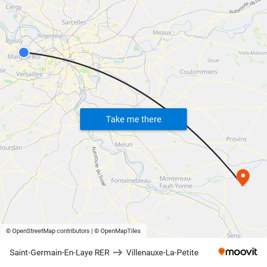 Saint-Germain-En-Laye RER to Villenauxe-La-Petite map