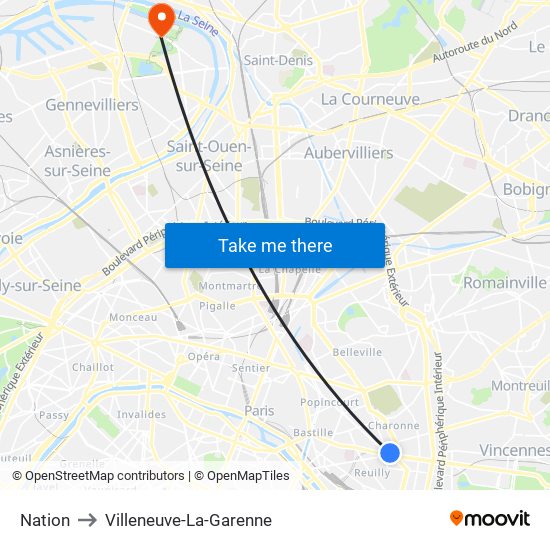 Nation to Villeneuve-La-Garenne map