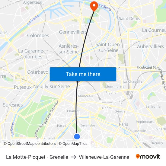 La Motte-Picquet - Grenelle to Villeneuve-La-Garenne map