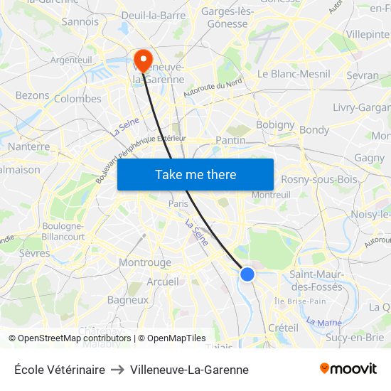 École Vétérinaire to Villeneuve-La-Garenne map