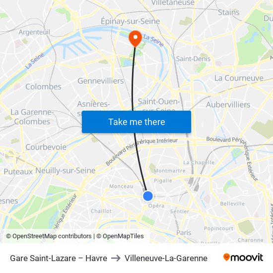 Gare Saint-Lazare – Havre to Villeneuve-La-Garenne map