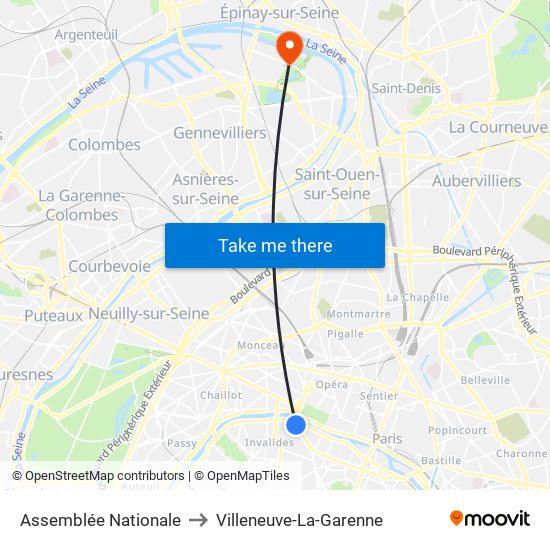 Assemblée Nationale to Villeneuve-La-Garenne map