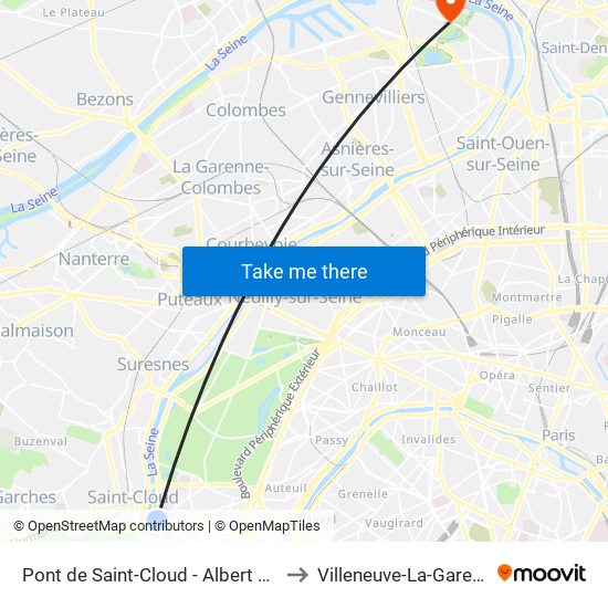 Pont de Saint-Cloud - Albert Kahn to Villeneuve-La-Garenne map