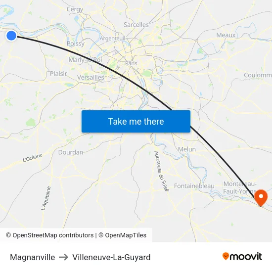 Magnanville to Villeneuve-La-Guyard map